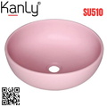 Chậu lavabo đặt bàn sứ tròn màu hồng Kanly SU510