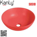 Chậu lavabo đặt bàn sứ tròn màu đỏ Kanly SU518