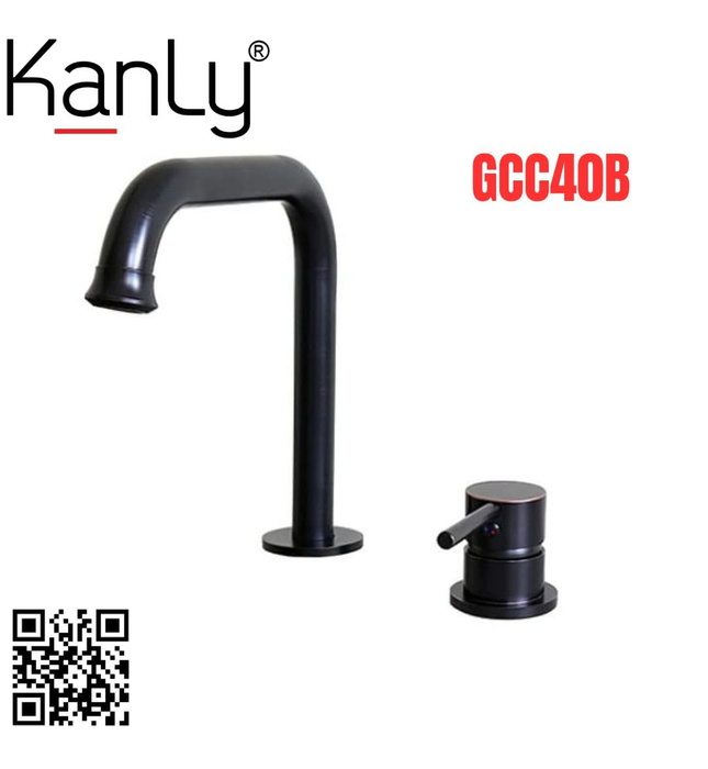 Vòi lavabo nóng lạnh màu đen âm bàn Kanly GCC40B 