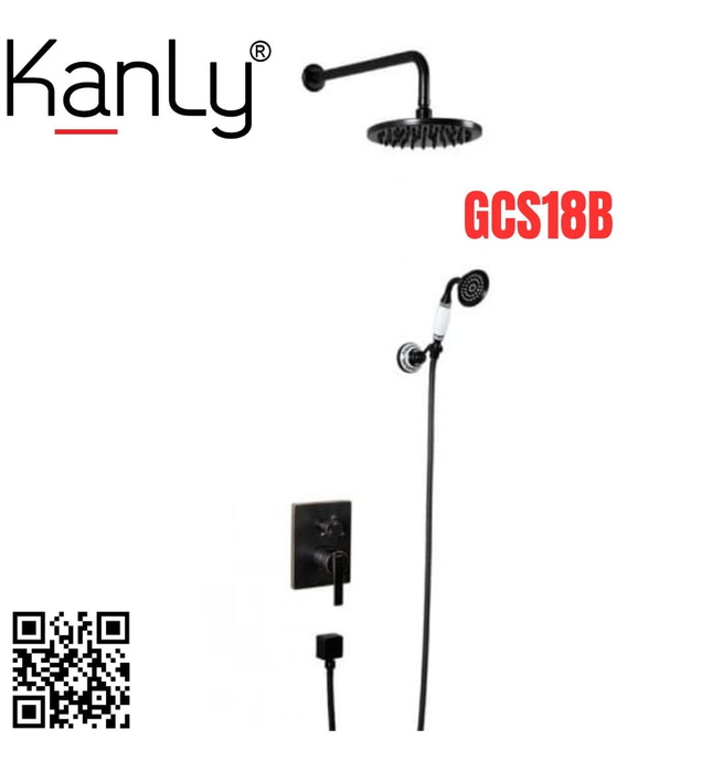 Sen tắm âm tường nóng lạnh bằng đồng màu đen Kanly GCS75B 