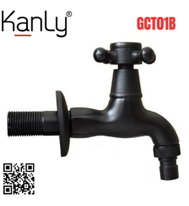 Vòi nước lạnh bằng đồng màu đen gắn tường Kanly GCT01B 