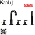 Sen bồn tắm gắn bồn 5 lỗ nóng lạnh bằng đồng màu đen Kanly GCB09B