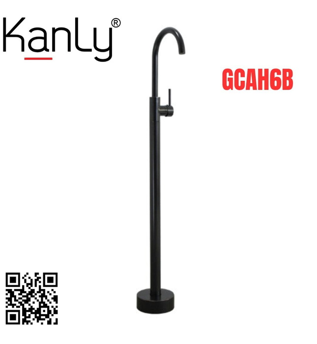 Vòi chậu nóng lạnh đặt sàn màu đen Kanly GCAH6B