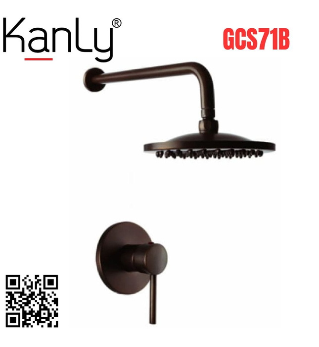 Sen tắm âm tường nóng lạnh bằng đồng màu đen Kanly GCS71B 