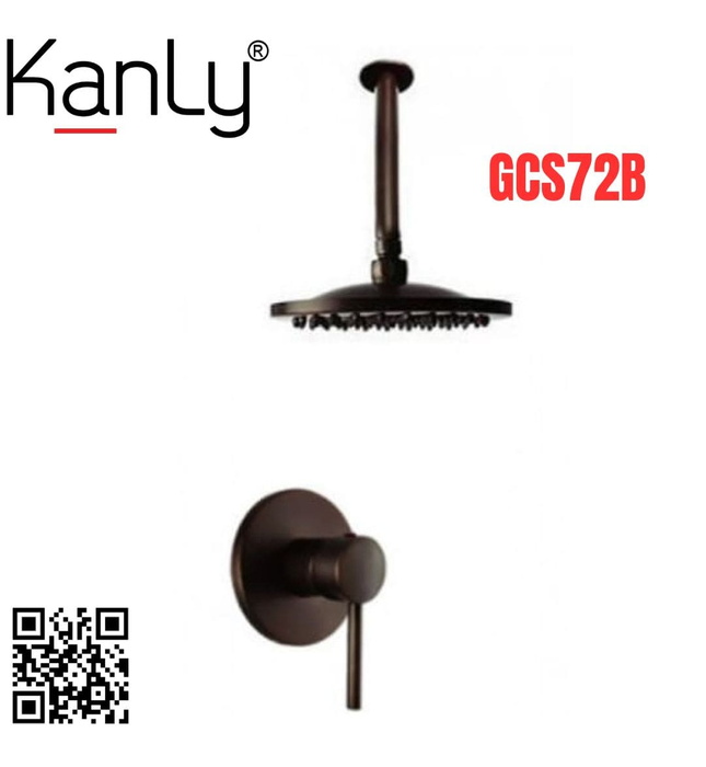 Sen tắm âm tường nóng lạnh bằng đồng màu đen Kanly GCS72B 