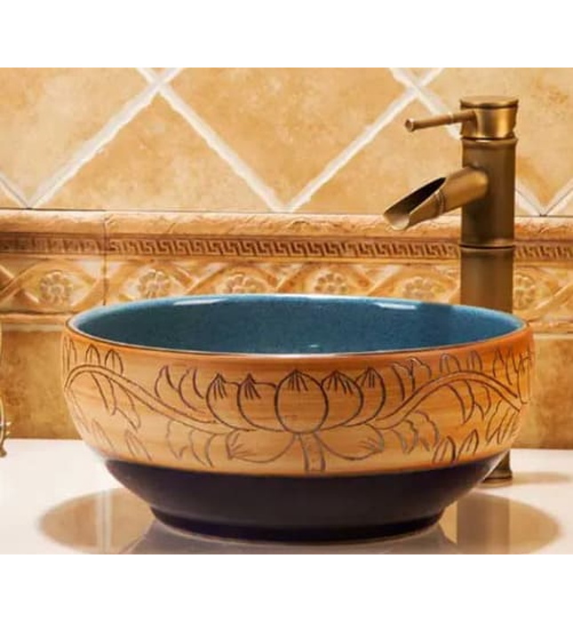 Chậu lavabo dương bàn sứ mỹ thuật Haduvico LVB029