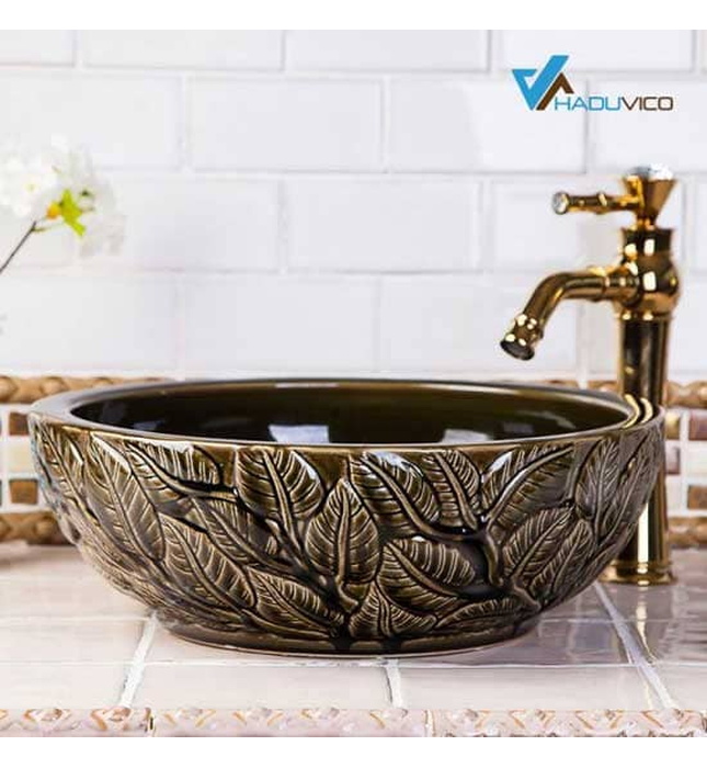 Chậu lavabo dương bàn sứ mỹ thuật Haduvico LVB030