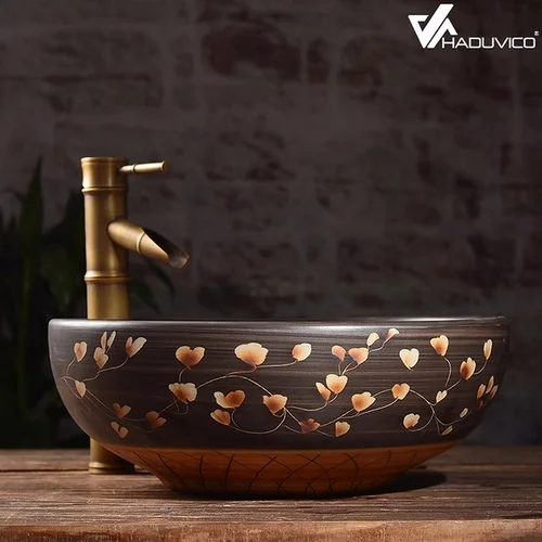 Chậu lavabo đặt bàn sứ mỹ thuật Haduvico LVB065