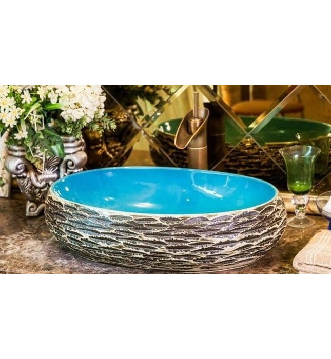 Chậu lavabo dương bàn sứ mỹ thuật Haduvico LVB005