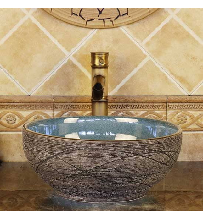 Chậu lavabo dương bàn sứ mỹ thuật Haduvico LVB023