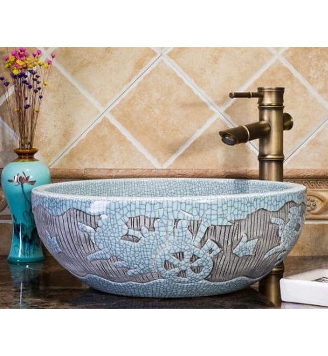 Chậu lavabo dương bàn sứ mỹ thuật Haduvico LVB051