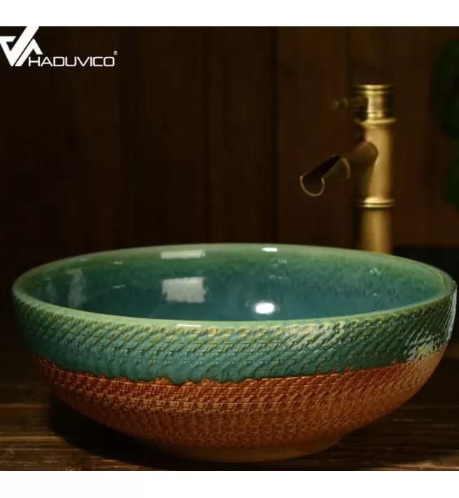 Chậu lavabo dương bàn sứ mỹ thuật Haduvico LVB037