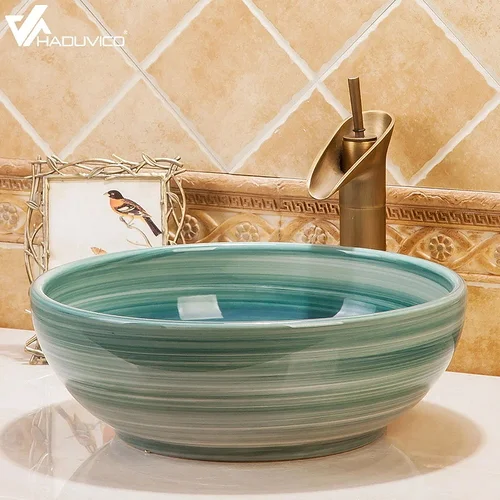 Chậu lavabo dương bàn sứ mỹ thuật Haduvico LVB044