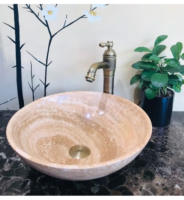 Chậu lavabo đá tự nhiên đặt bàn Haduvico TN011