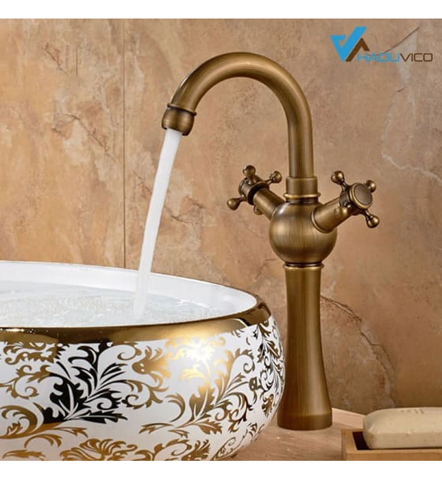 Vòi chậu nóng lạnh đồng thau Haduvico VR026