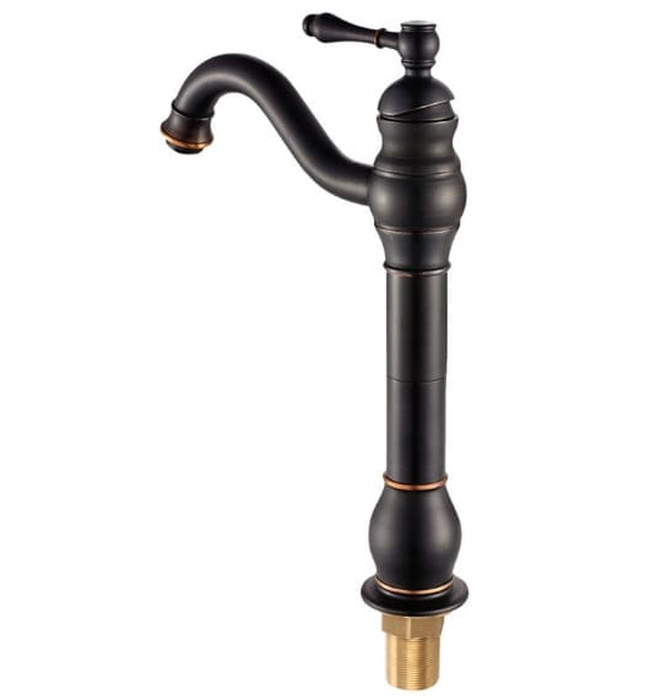 Vòi chậu nóng lạnh đồng thau màu đen Haduvico VR047