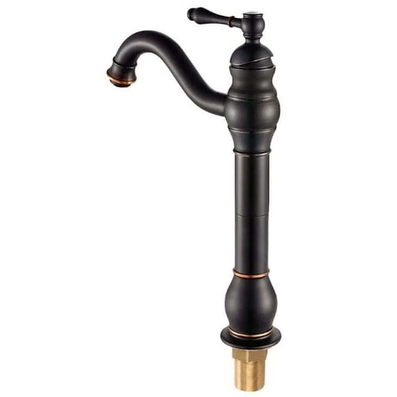 Vòi chậu nóng lạnh đồng thau màu đen Haduvico VR047