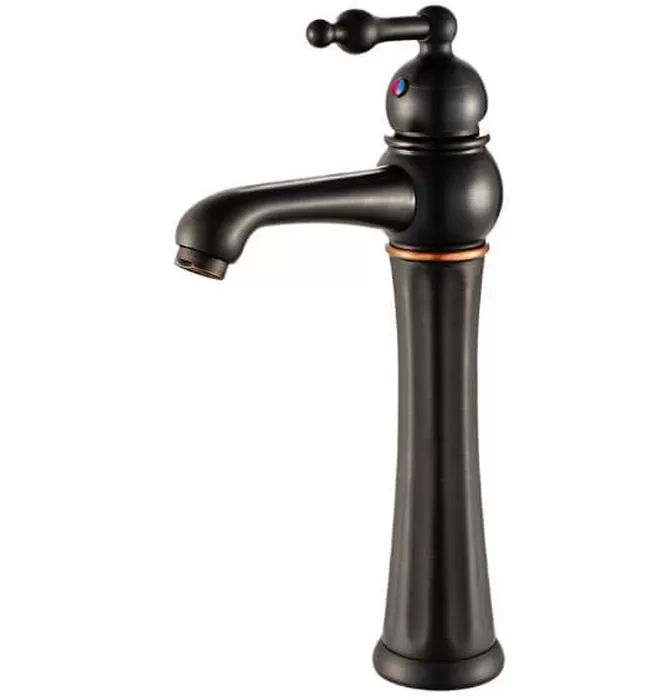 Vòi chậu nóng lạnh đồng thau màu đen Haduvico VR048
