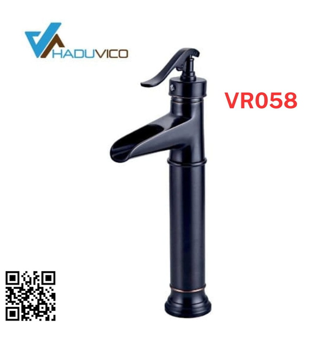 Vòi chậu nóng lạnh đồng thau màu đen Haduvico VR058
