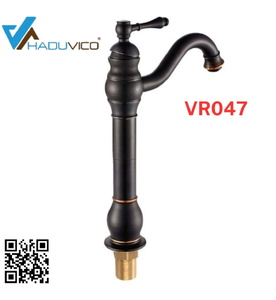 Vòi chậu nóng lạnh đồng thau màu đen Haduvico VR047