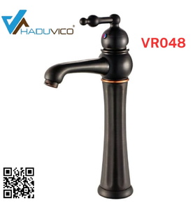 Vòi chậu nóng lạnh đồng thau màu đen Haduvico VR048