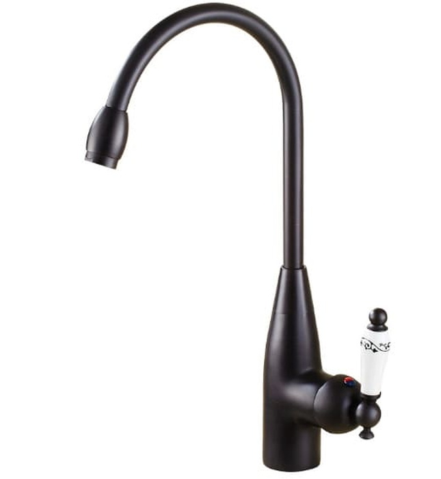 Vòi chậu nóng lạnh đồng thau màu đen Haduvico VR009