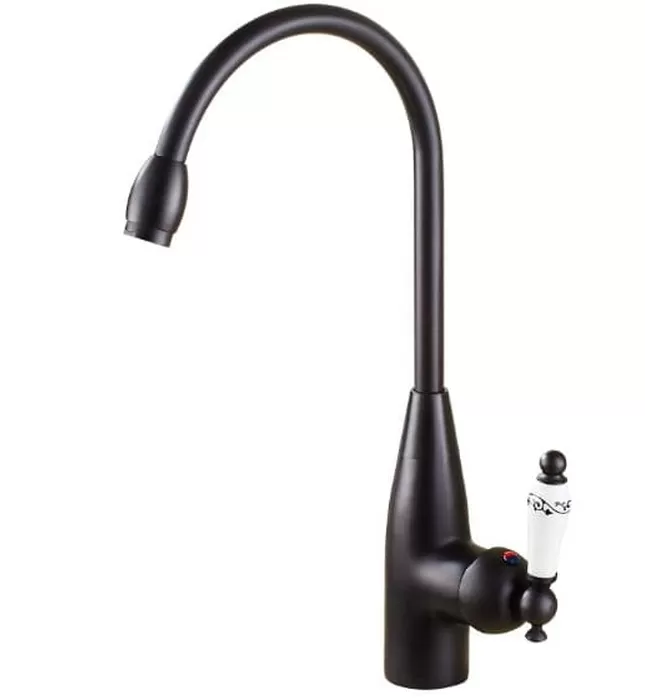 Vòi chậu nóng lạnh đồng thau màu đen Haduvico VR009