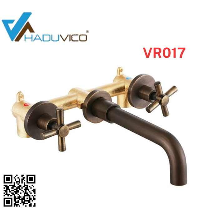Vòi chậu nóng lạnh gắn tường đồng thau Haduvico VR017
