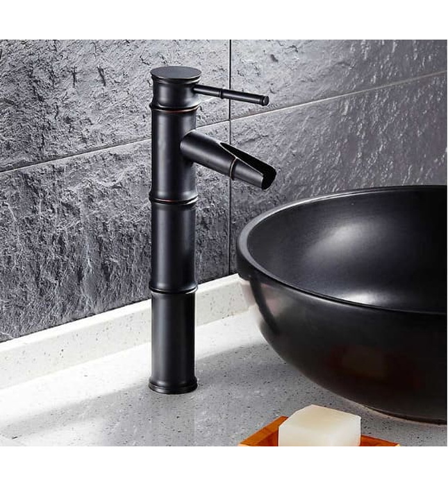 Vòi chậu nóng lạnh đồng thau màu đen Haduvico VR032