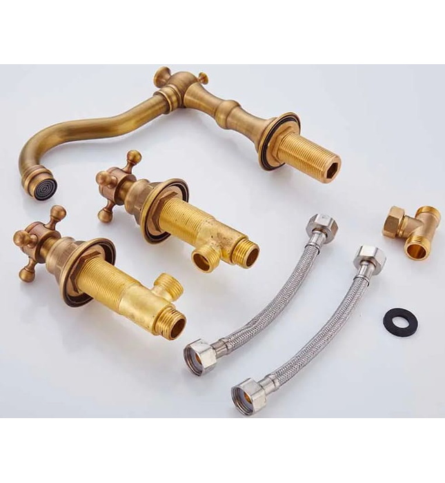 Vòi chậu nóng lạnh 3 lỗ đồng thau Haduvico VR034