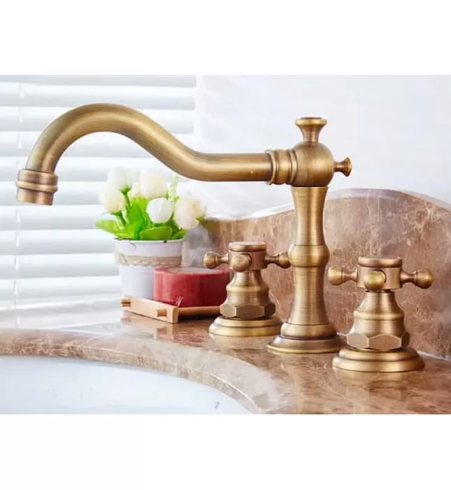 Vòi chậu nóng lạnh 3 lỗ đồng thau Haduvico VR034