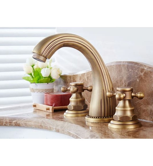 Vòi chậu nóng lạnh 3 lỗ đồng thau Haduvico VR035