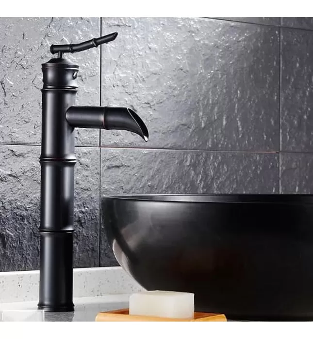 Vòi chậu nóng lạnh đồng thau màu đen Haduvico VR046