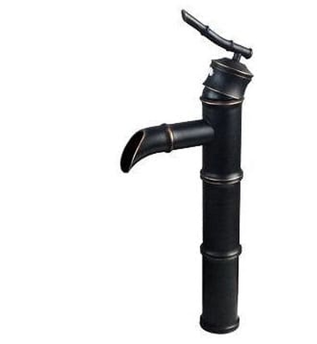 Vòi chậu nóng lạnh đồng thau màu đen Haduvico VR046