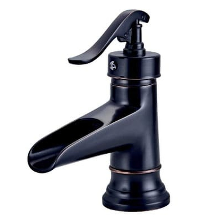 Vòi chậu nóng lạnh đồng thau màu đen Haduvico VR057