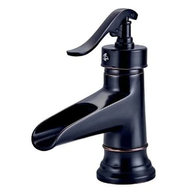 Vòi chậu nóng lạnh đồng thau màu đen Haduvico VR057