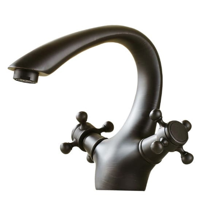 Vòi chậu nóng lạnh đồng thau màu đen Haduvico VR060