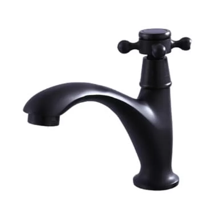 Vòi chậu nóng lạnh đồng thau màu đen Haduvico VR063