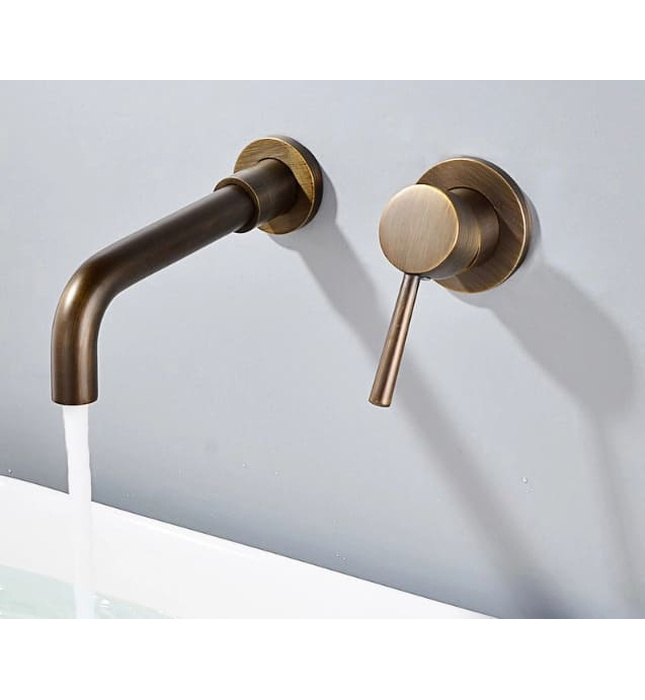 Vòi chậu nóng lạnh gắn tường đồng thau Haduvico VR077