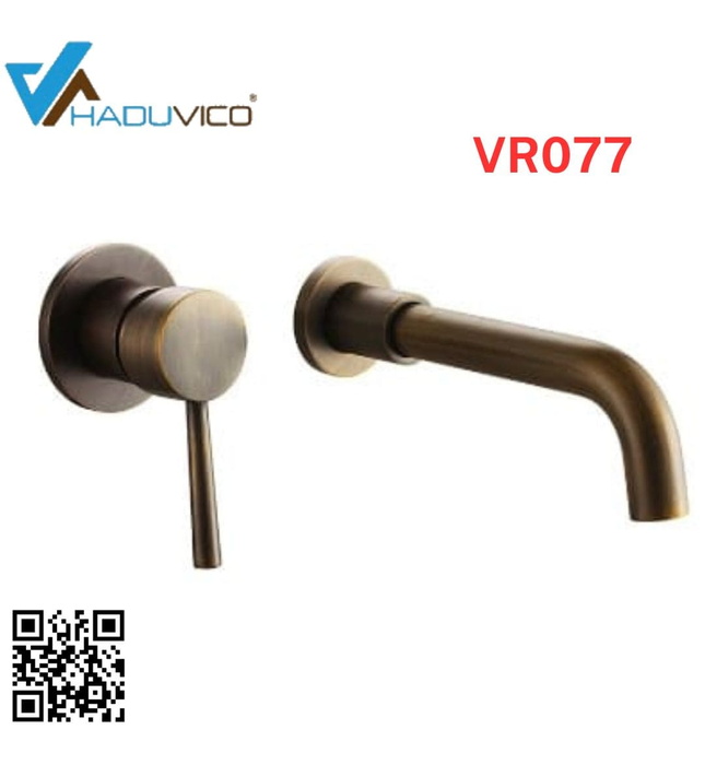 Vòi chậu nóng lạnh gắn tường đồng thau Haduvico VR077
