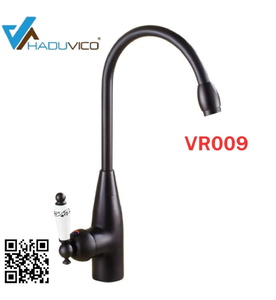 Vòi chậu nóng lạnh đồng thau màu đen Haduvico VR009