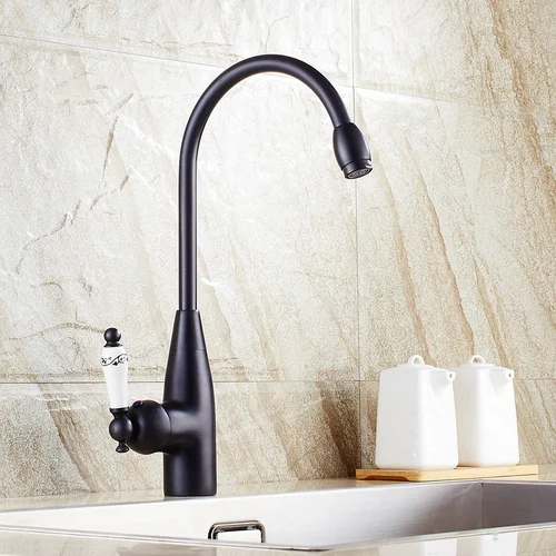 Vòi chậu nóng lạnh đồng thau màu đen Haduvico VR009