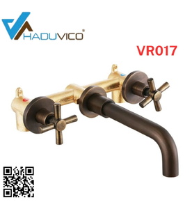 Vòi chậu nóng lạnh gắn tường đồng thau Haduvico VR017