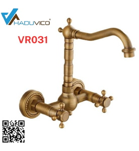 Vòi chậu nóng lạnh đồng thau gắn tường Haduvico VR031