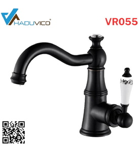 Vòi chậu nóng lạnh đồng thau màu đen Haduvico VR055