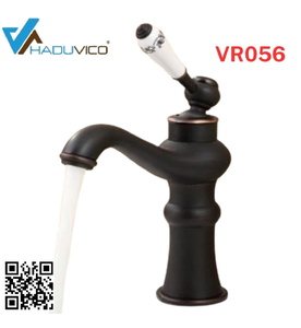 Vòi chậu nóng lạnh đồng thau màu đen Haduvico VR056