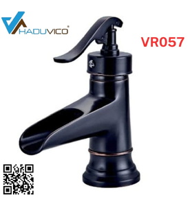Vòi chậu nóng lạnh đồng thau màu đen Haduvico VR057