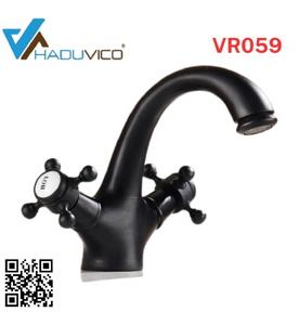 Vòi chậu nóng lạnh đồng thau màu đen Haduvico VR059