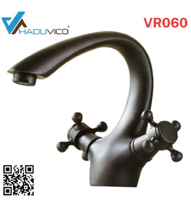 Vòi chậu nóng lạnh đồng thau màu đen Haduvico VR060