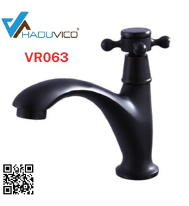 Vòi chậu nóng lạnh đồng thau màu đen Haduvico VR063